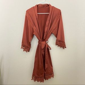 Silky Robe - Rust Colored Robe - Bridesmaid Robe
